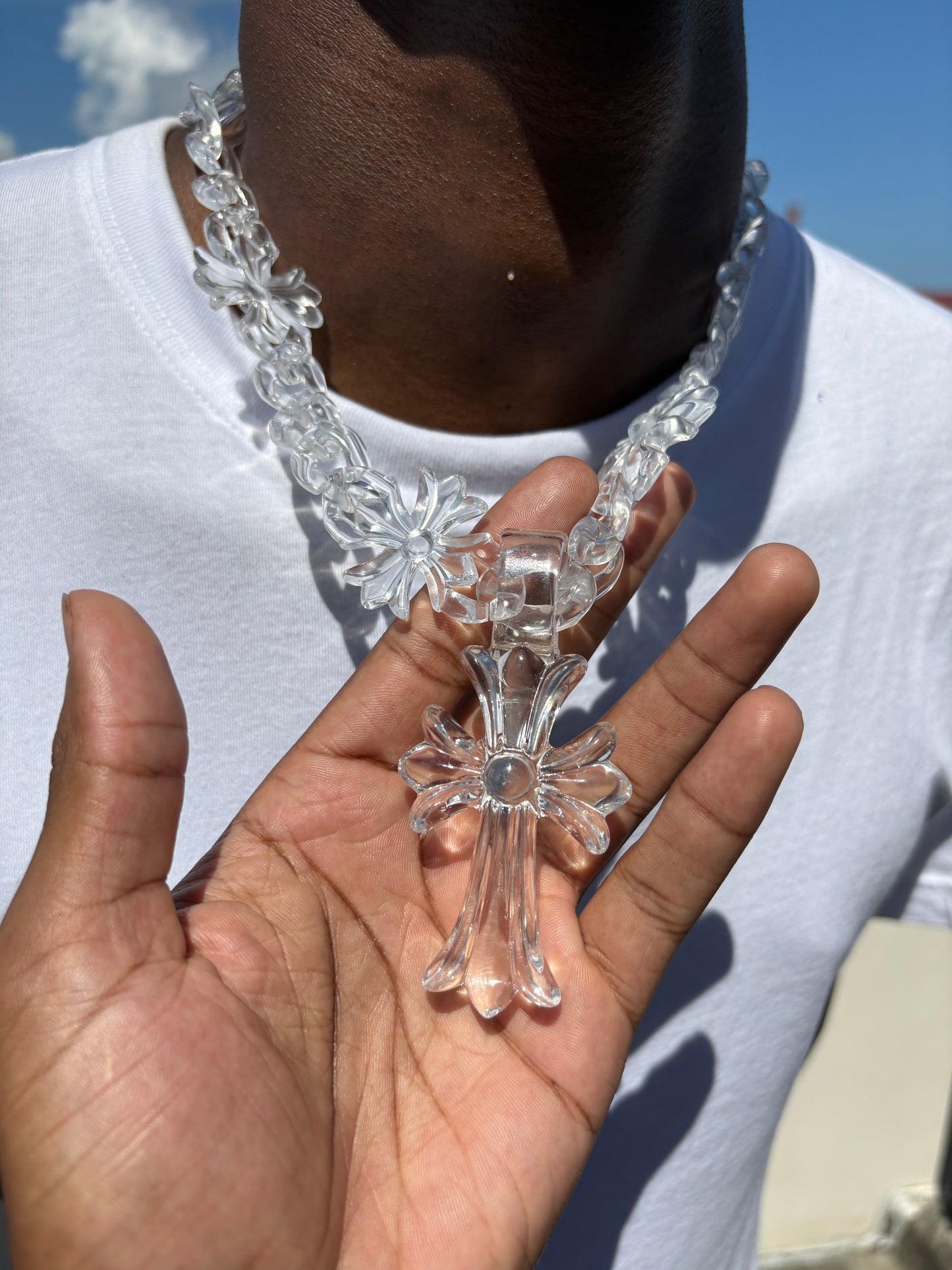clear cross necklace