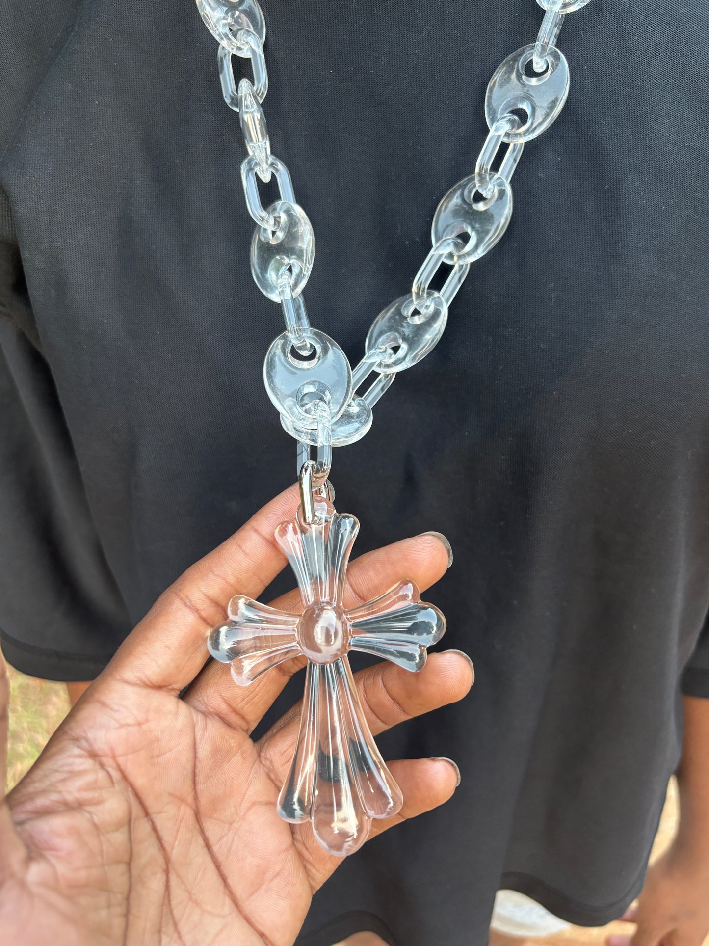 clear cross necklace