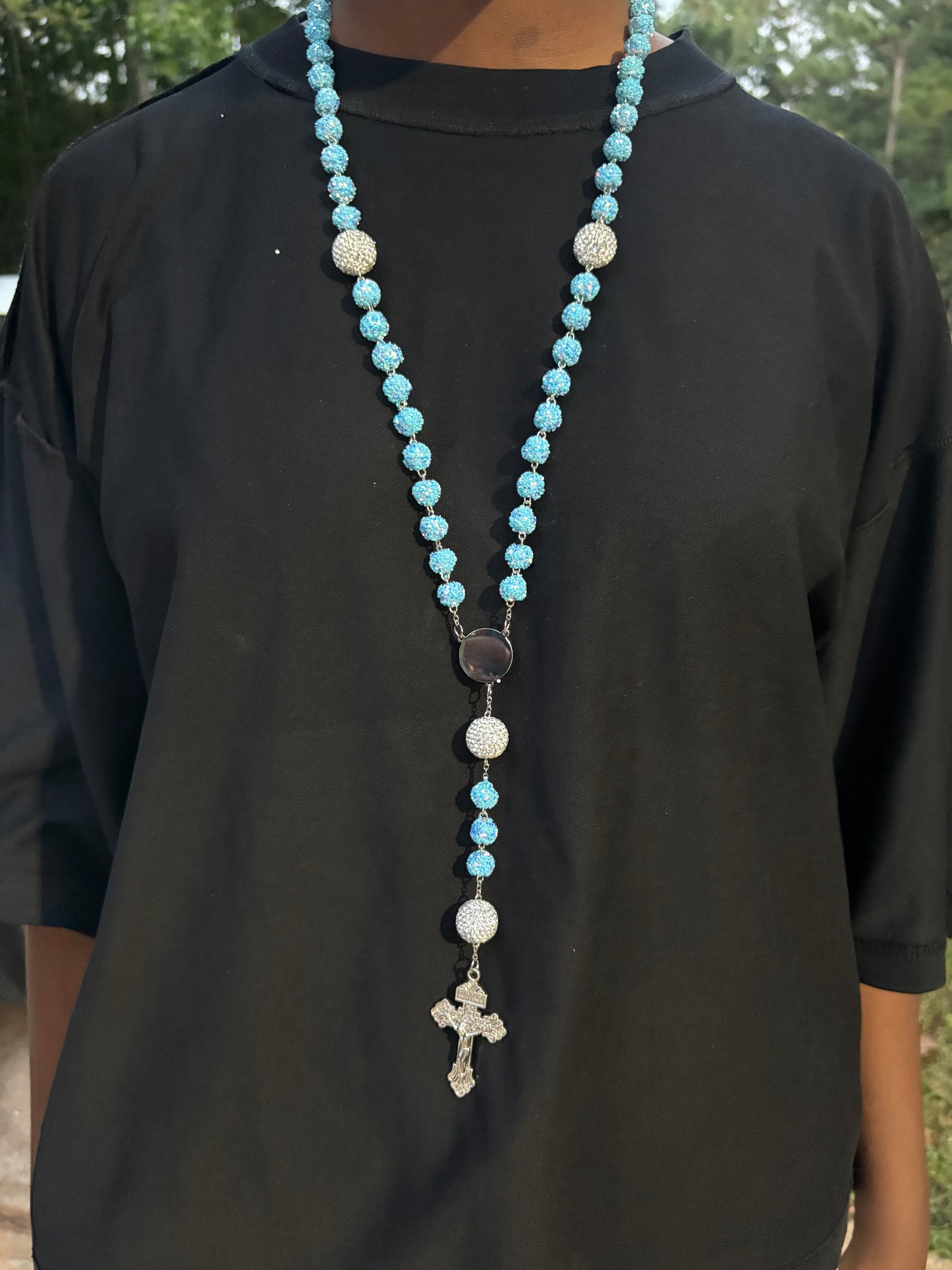 all light blue and silver