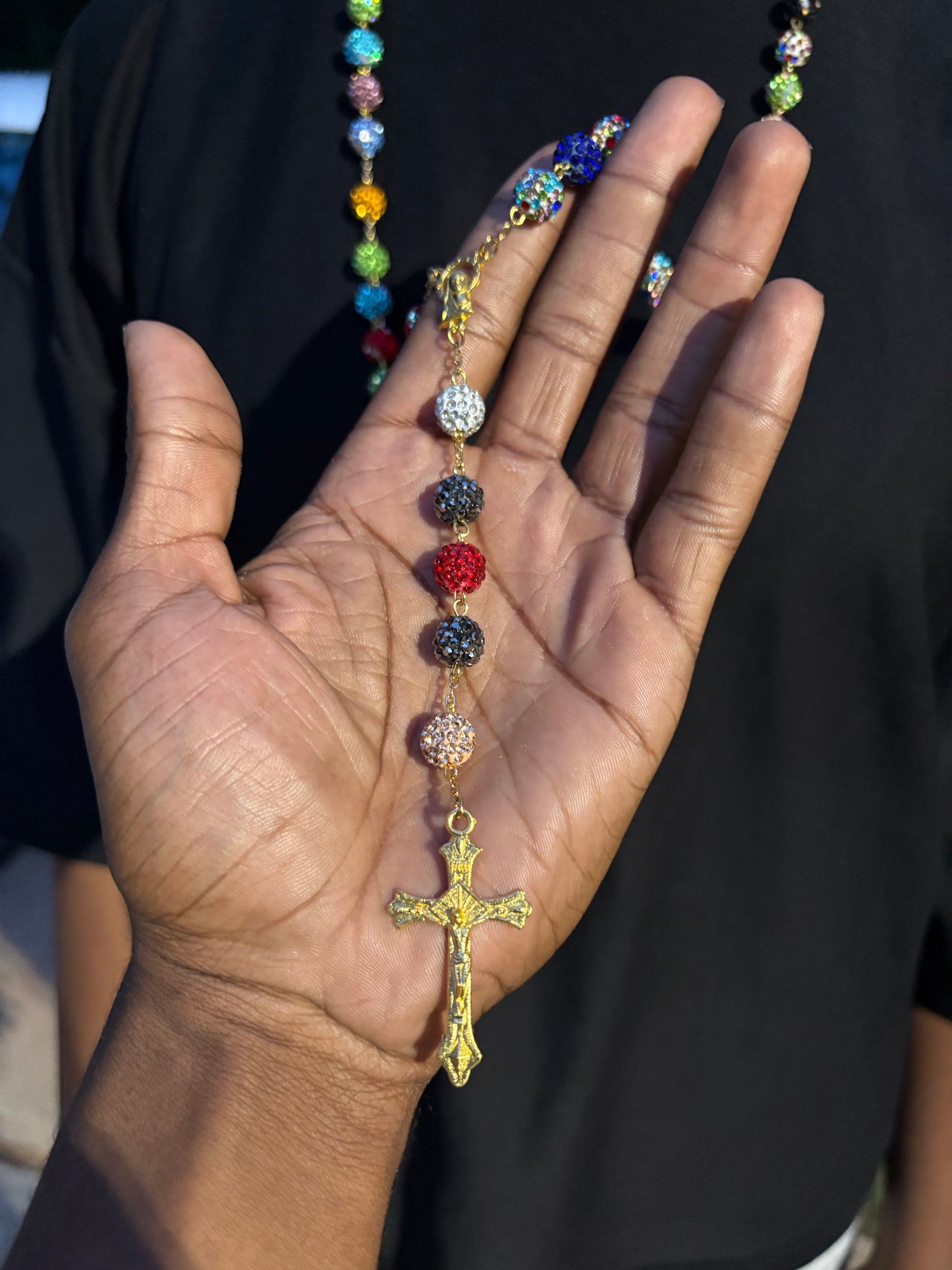 gold multicololr rosary