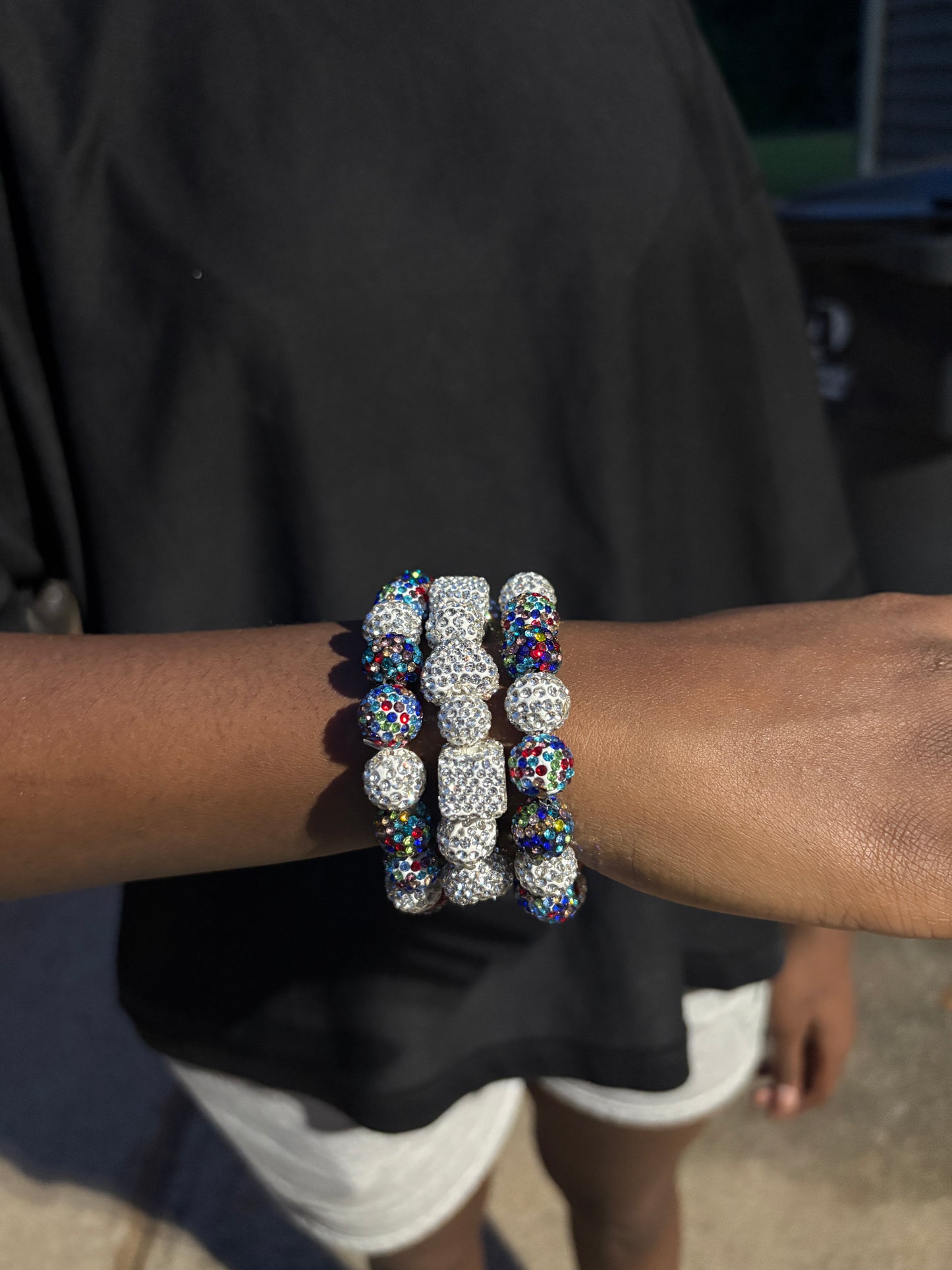 double multi and silver bracelet