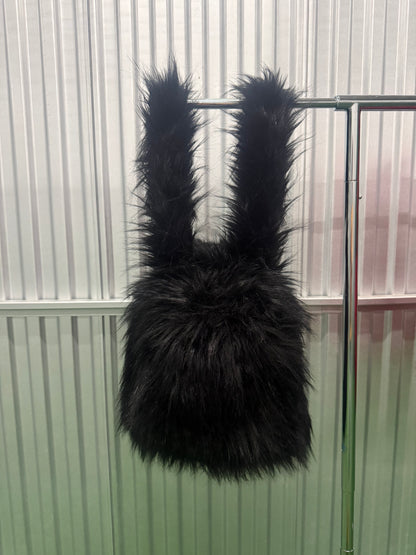 Black Fur Backpack