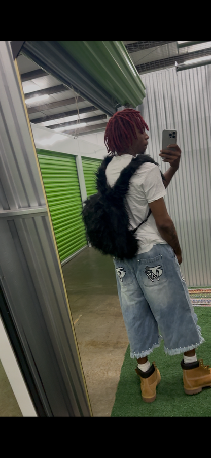 Black Fur Backpack