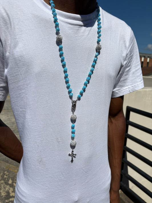 all light blue and silver