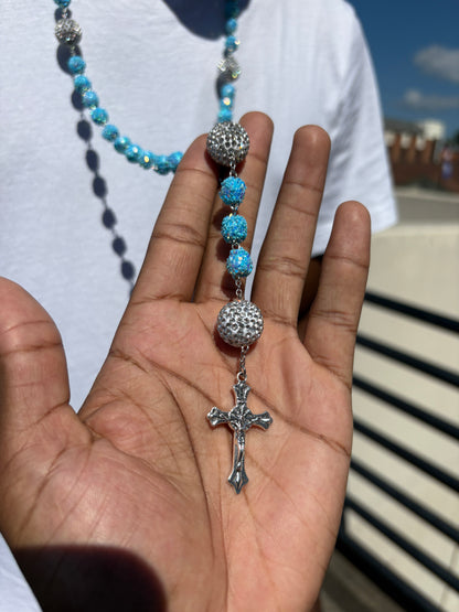 all light blue and silver