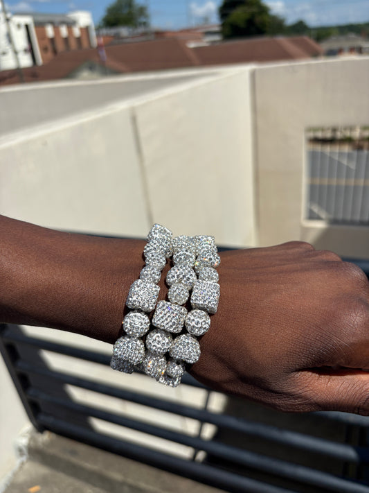 3 silver bracelets