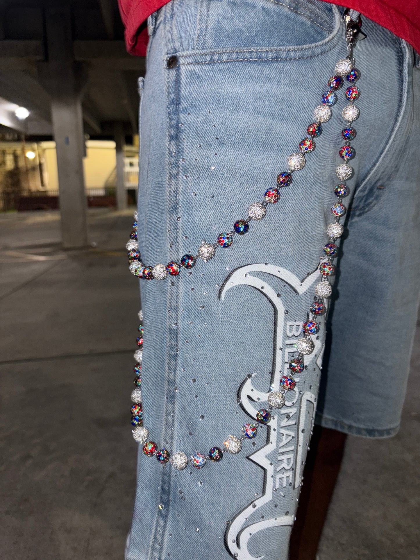wallet chain silver and rainbow beads