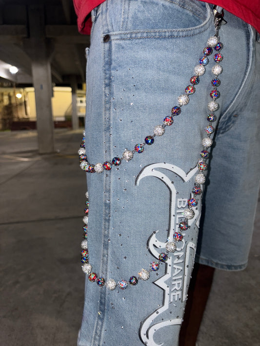 wallet chain silver and rainbow beads