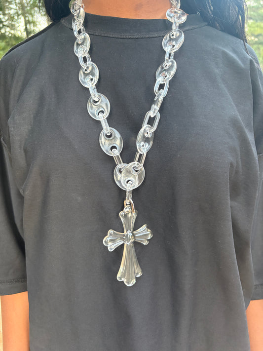 clear cross necklace
