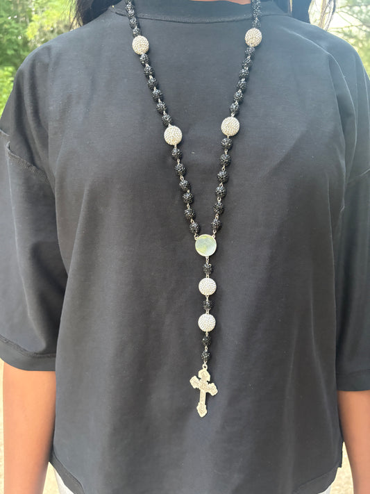 all black and silver rosary