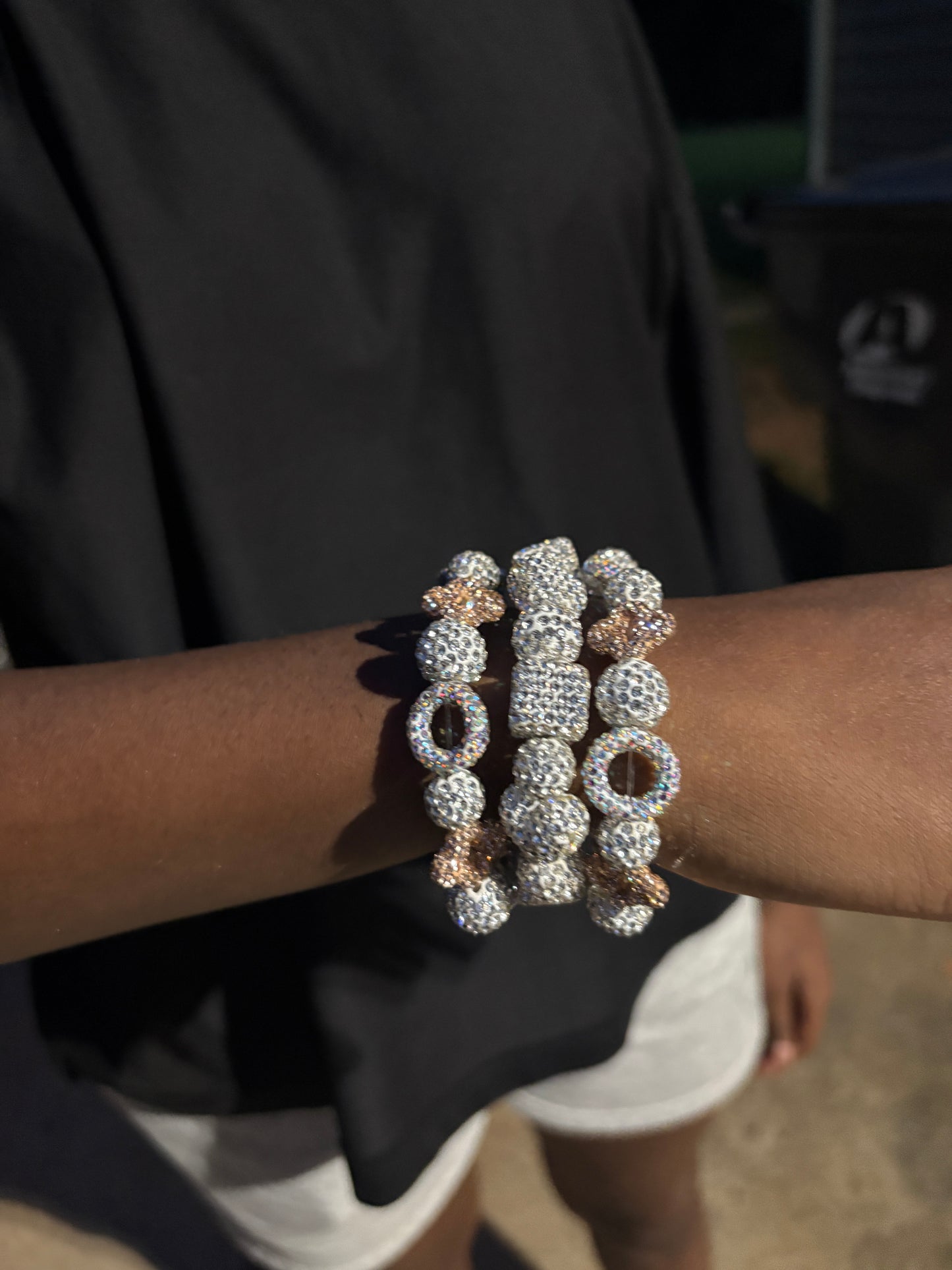 double rose gold and silver bracelet