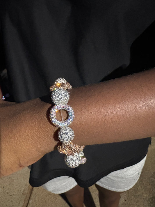 silver and rose gold bracelet