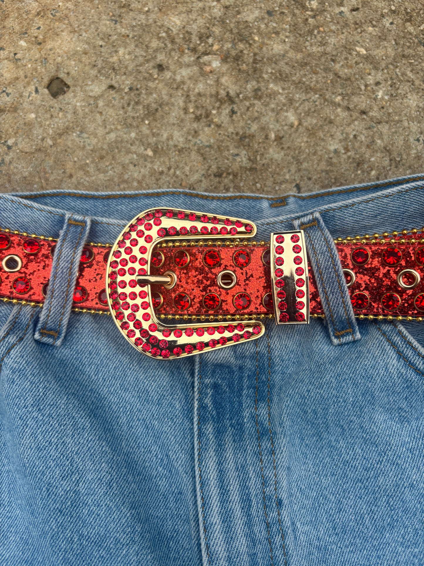 rhinestone belt (red and gold)
