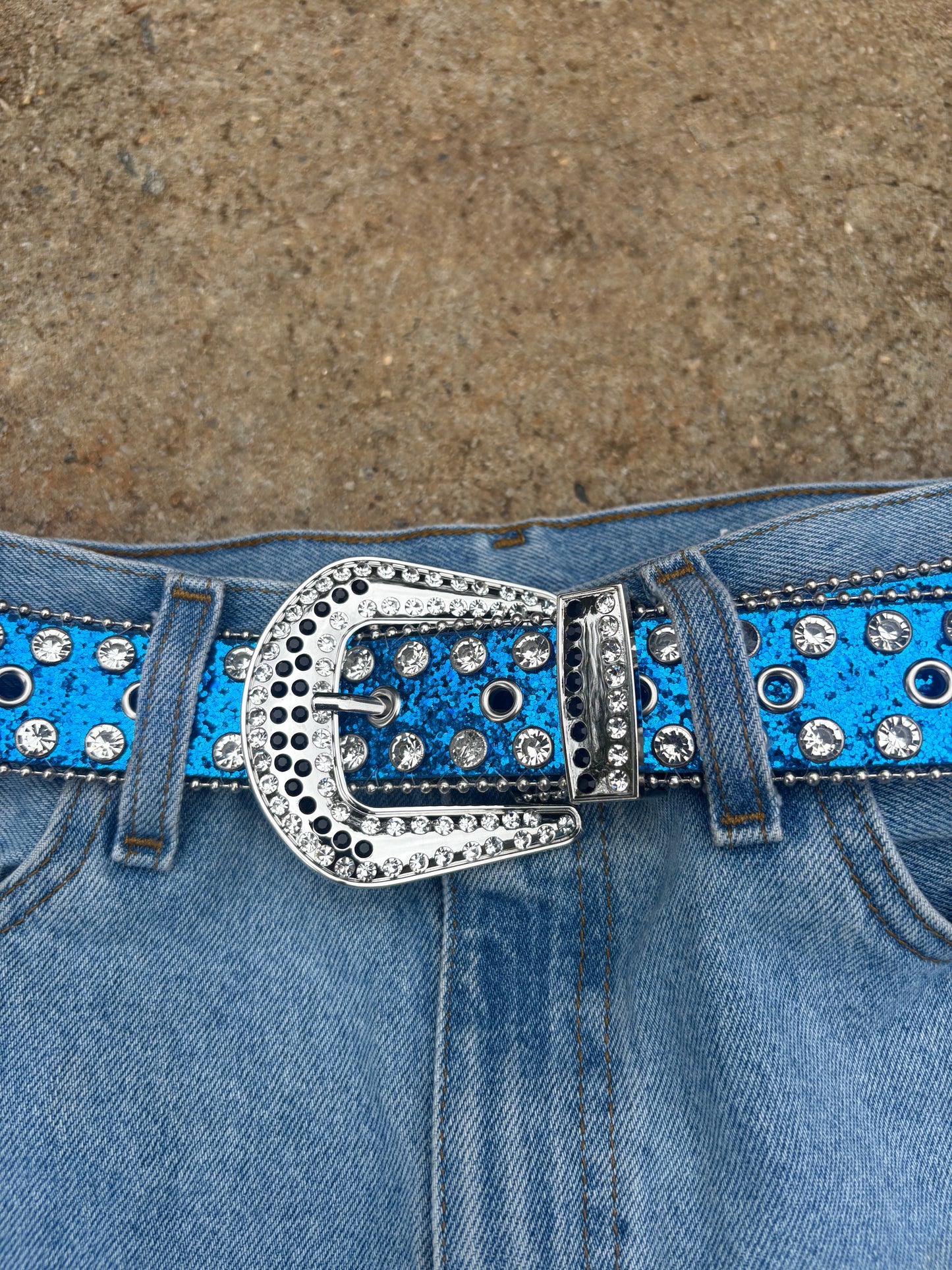 rhinestone belt (blue)