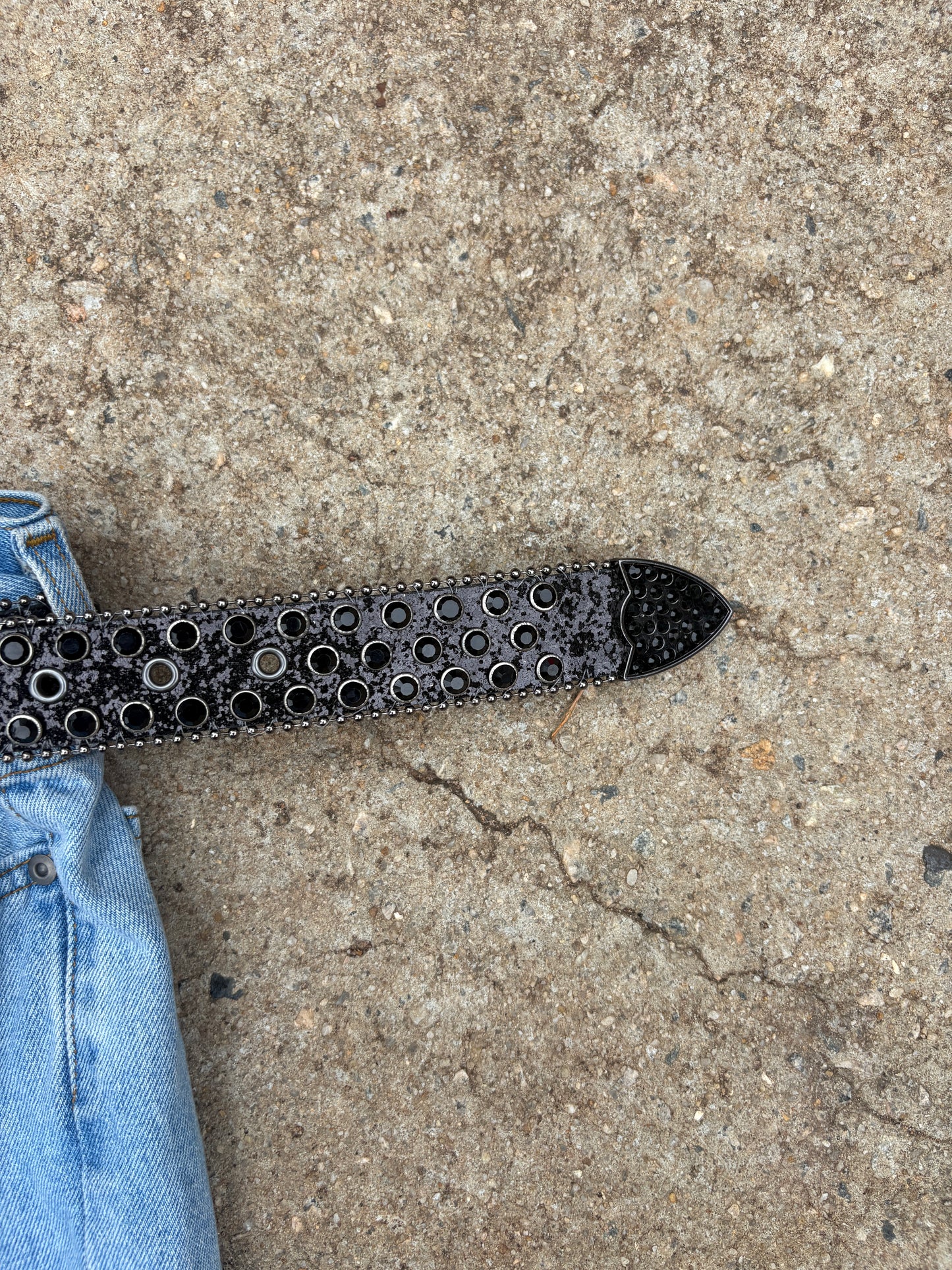 rhinestone belt all black