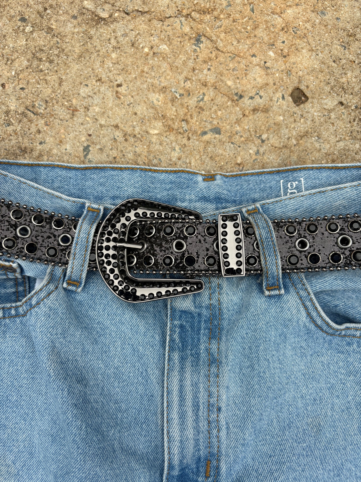 rhinestone belt all black